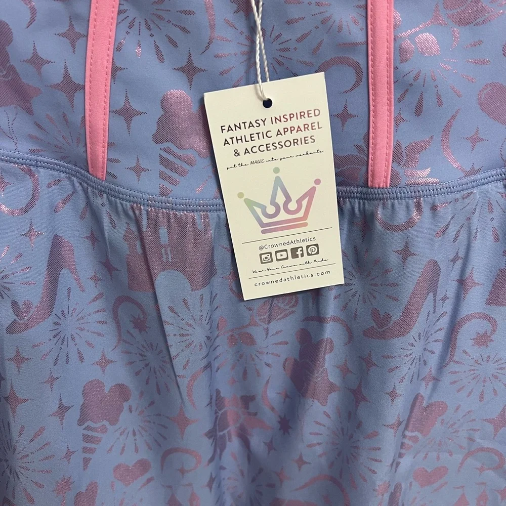 Crowned Athletics Periwinkle and Pink Magical Castle Patterned Skirt XS - Picture 2 of 5